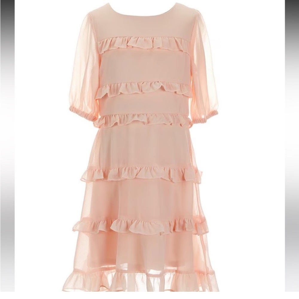 NEW GB Girls Tiered Ruffle Pink Dress Girls size 14 NWT